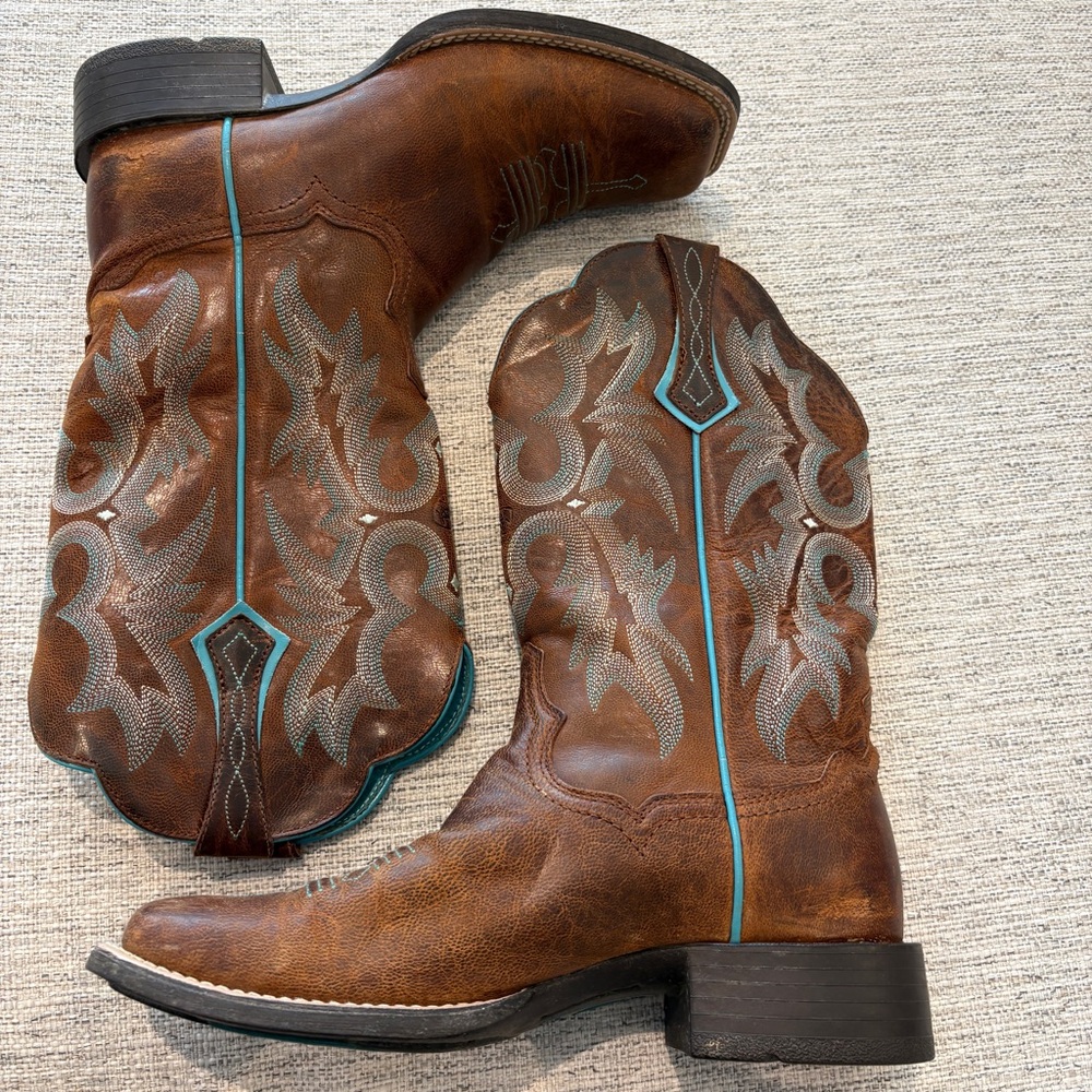 Ariat Womens Tombstone Square Toe Western Leather Boot Size 7.5 B Style 10008017